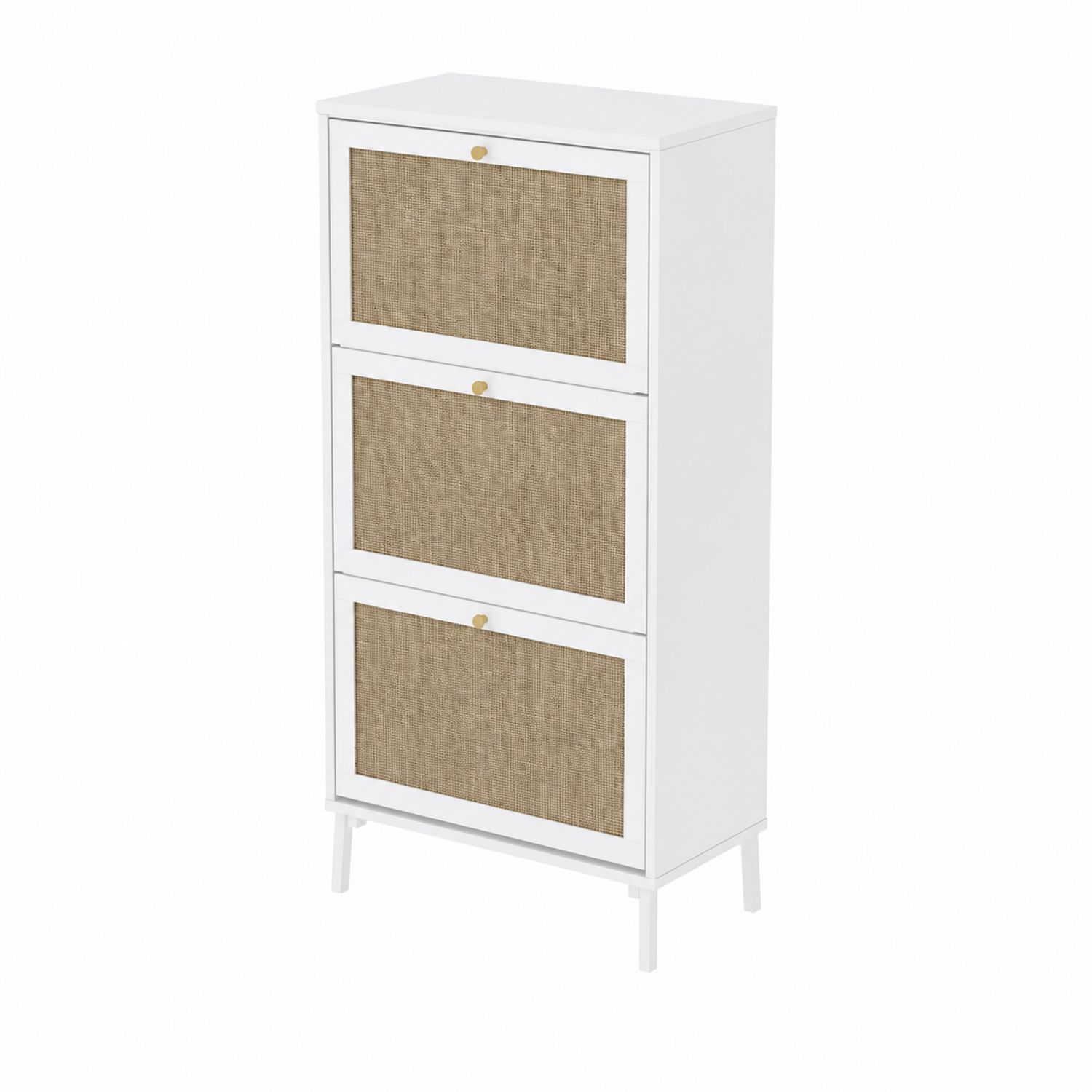 Aufbewahrungsschrank 3 Fächer MDF Leinen Weiß Beige-nortrivoqelz