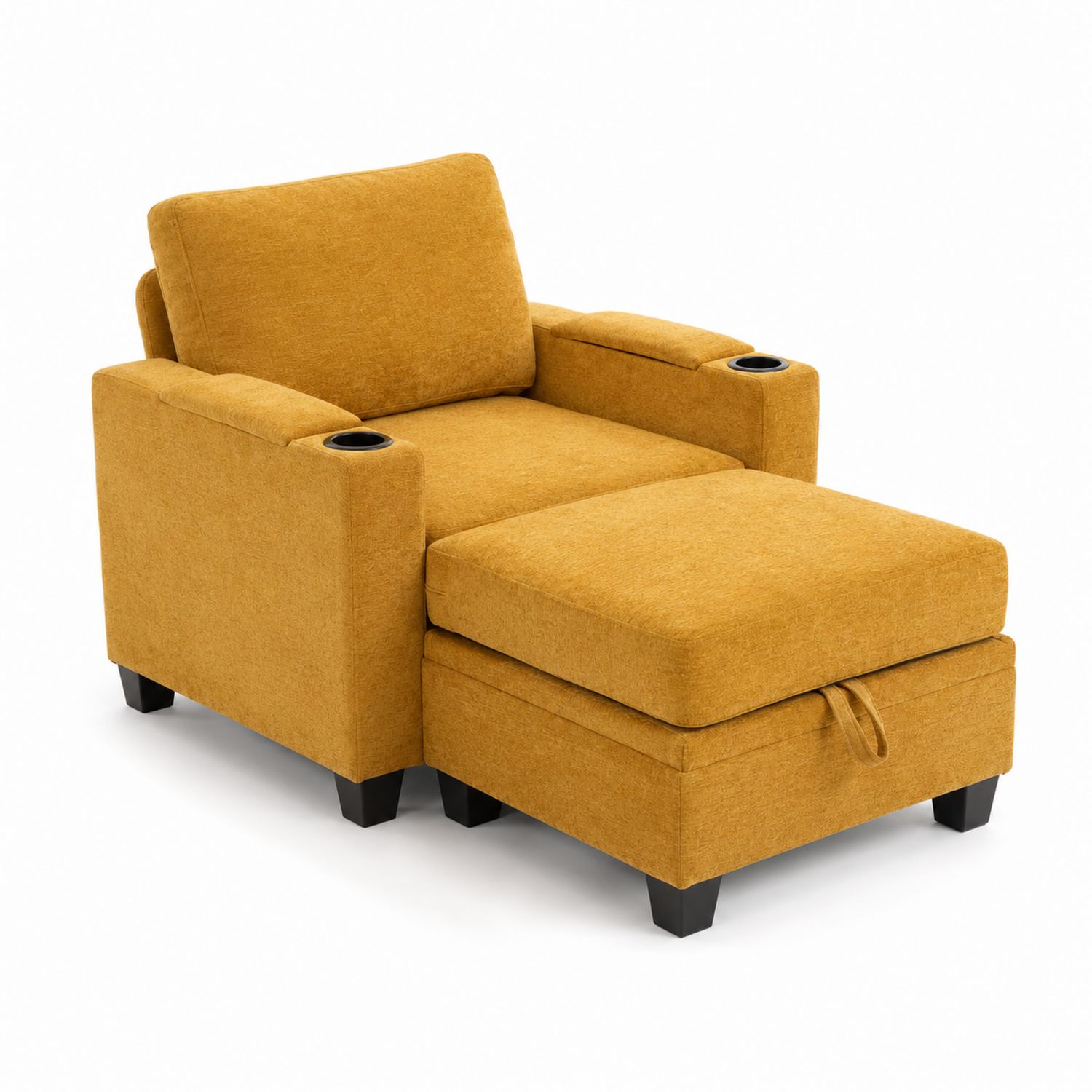Sessel mit Hocker Set Stoff Senfgelb-nortrivoqelz