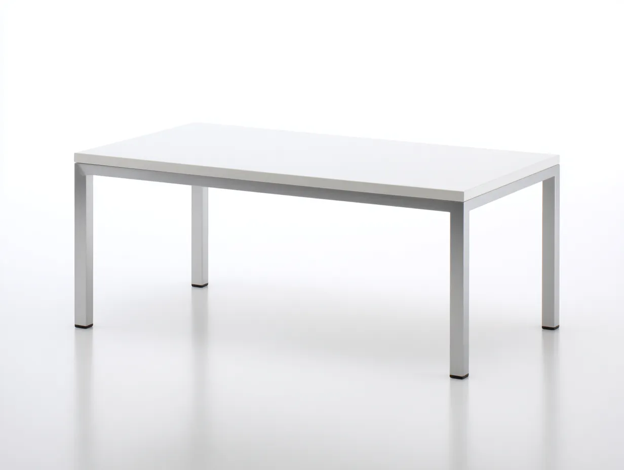 Couchtisch Weiß 115x65x42 cm - rechteckig - silberfarbene Beine für das Wohnzimmer-Vavoravastudio