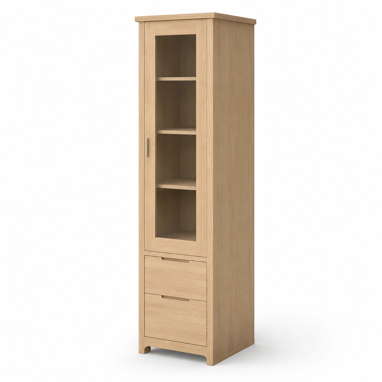 Vitrina de pie con puerta de vidrio y cajones-LumveraHome