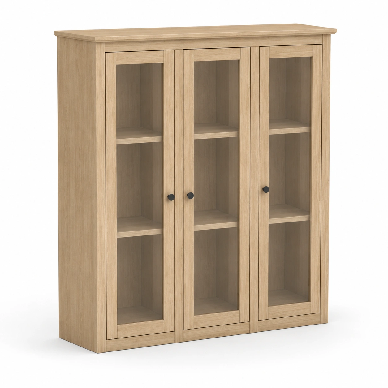 Vitrina amplia de vidrio con tres puertas-LumveraHome