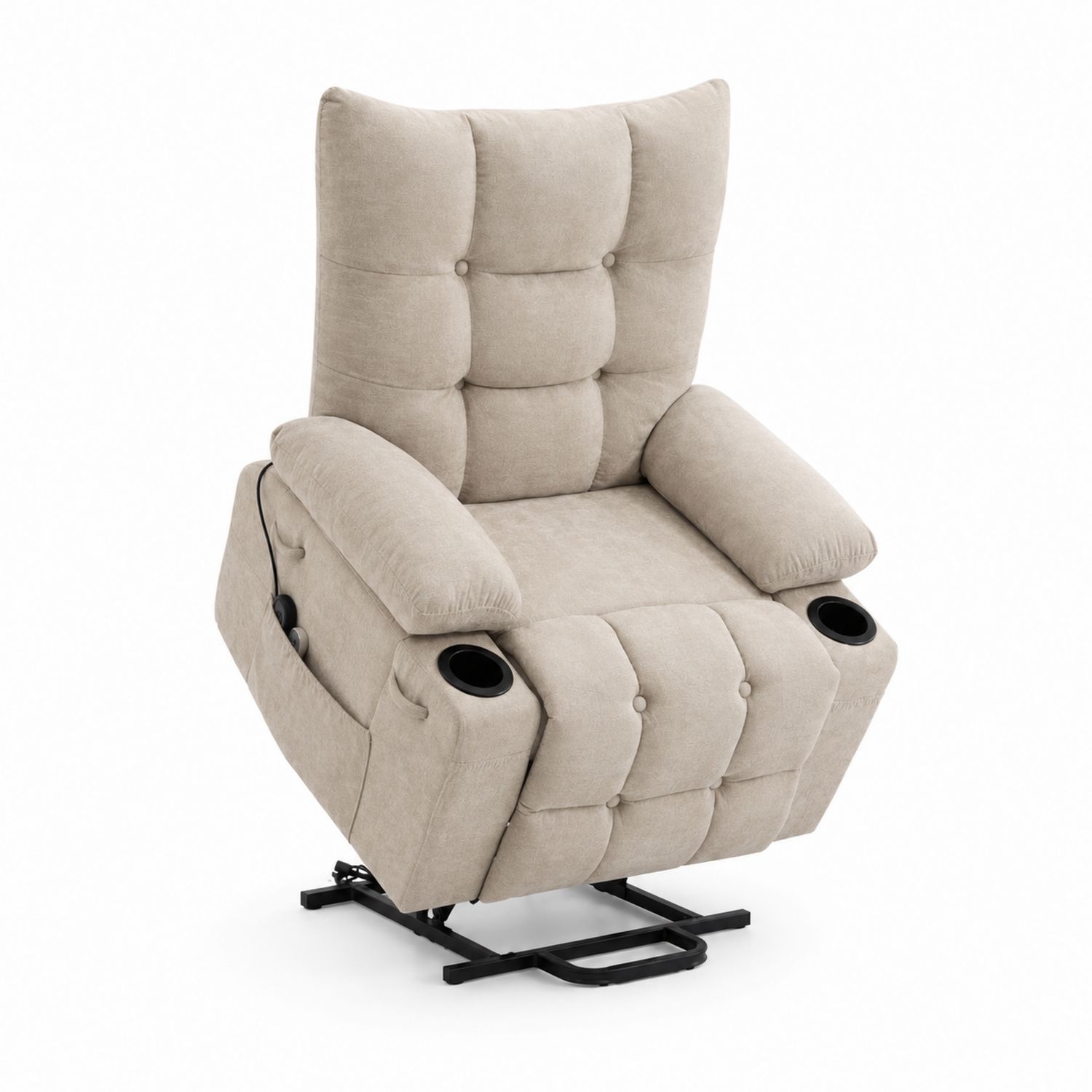 Entspannungssessel mit Massagefunktion aus Mikrofaser Beige