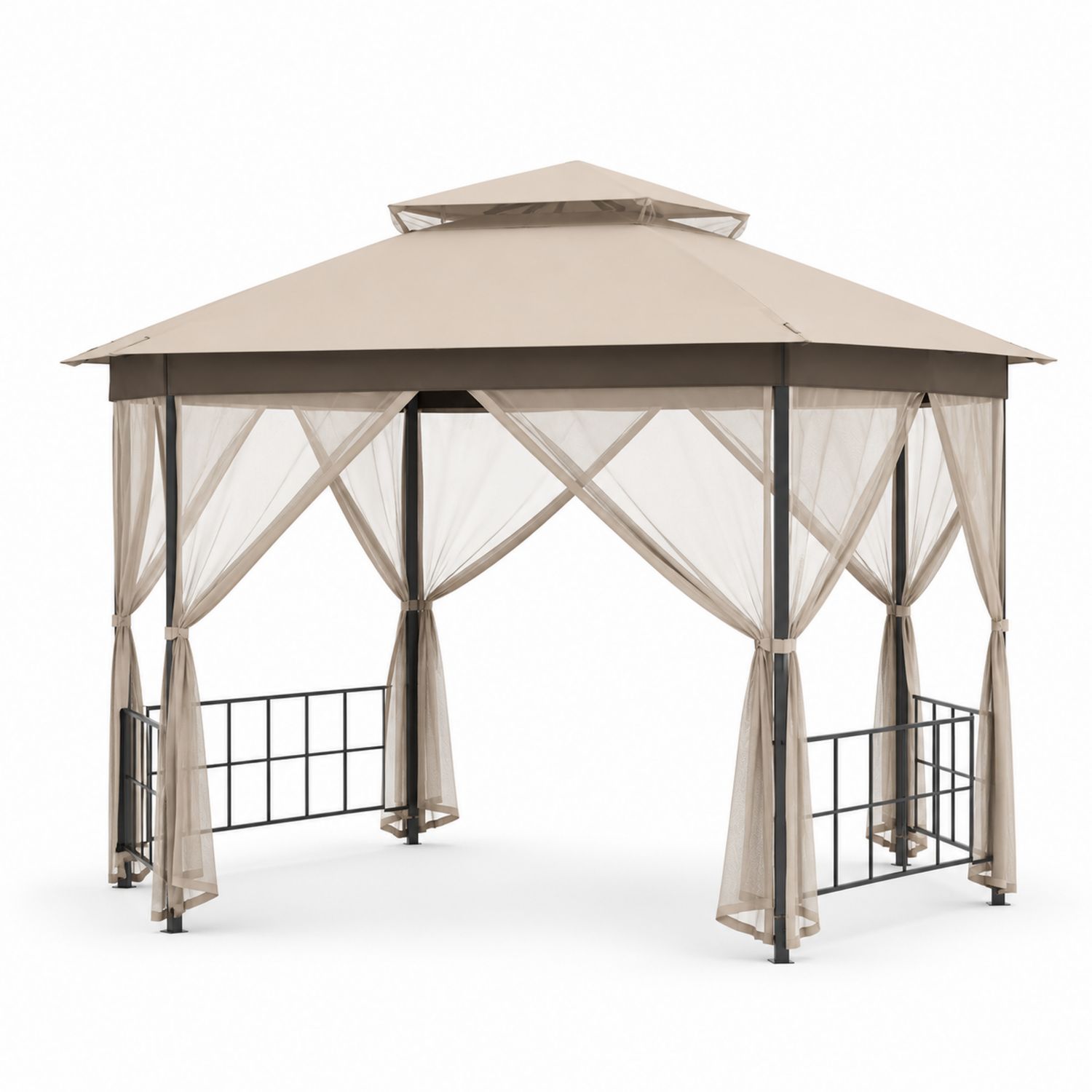Rechteckiger Gartenpavillon Stahl Polyester Beige