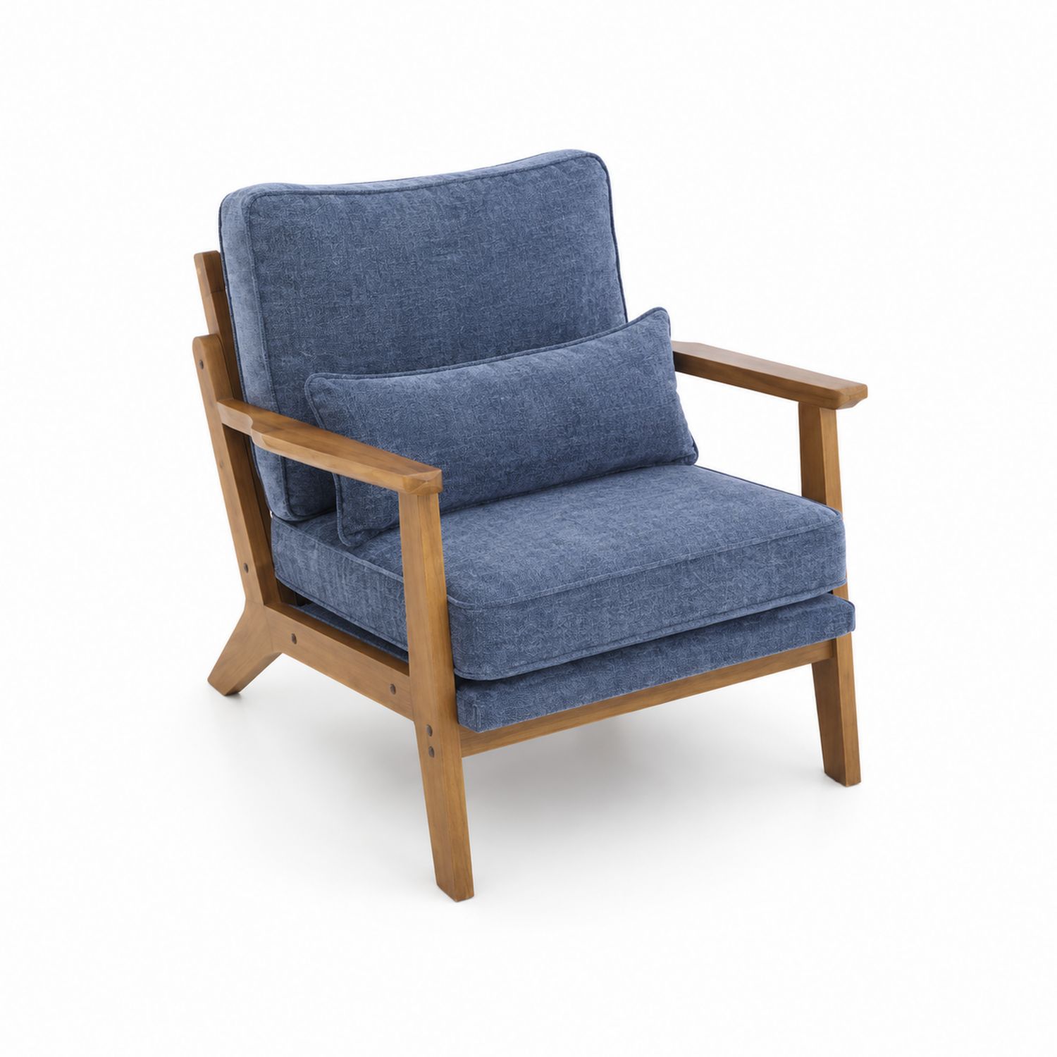 Sessel Holz Blau/Polyester