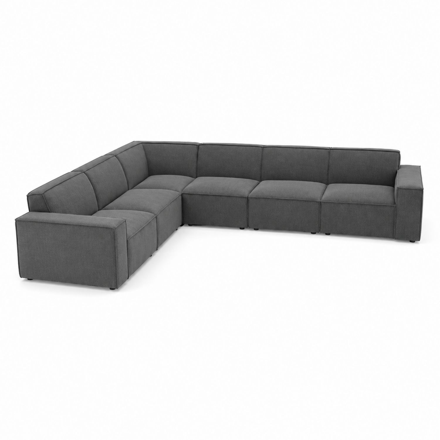 Modulares Ecksofa 6-Sitzer Stoff Dunkelgrau