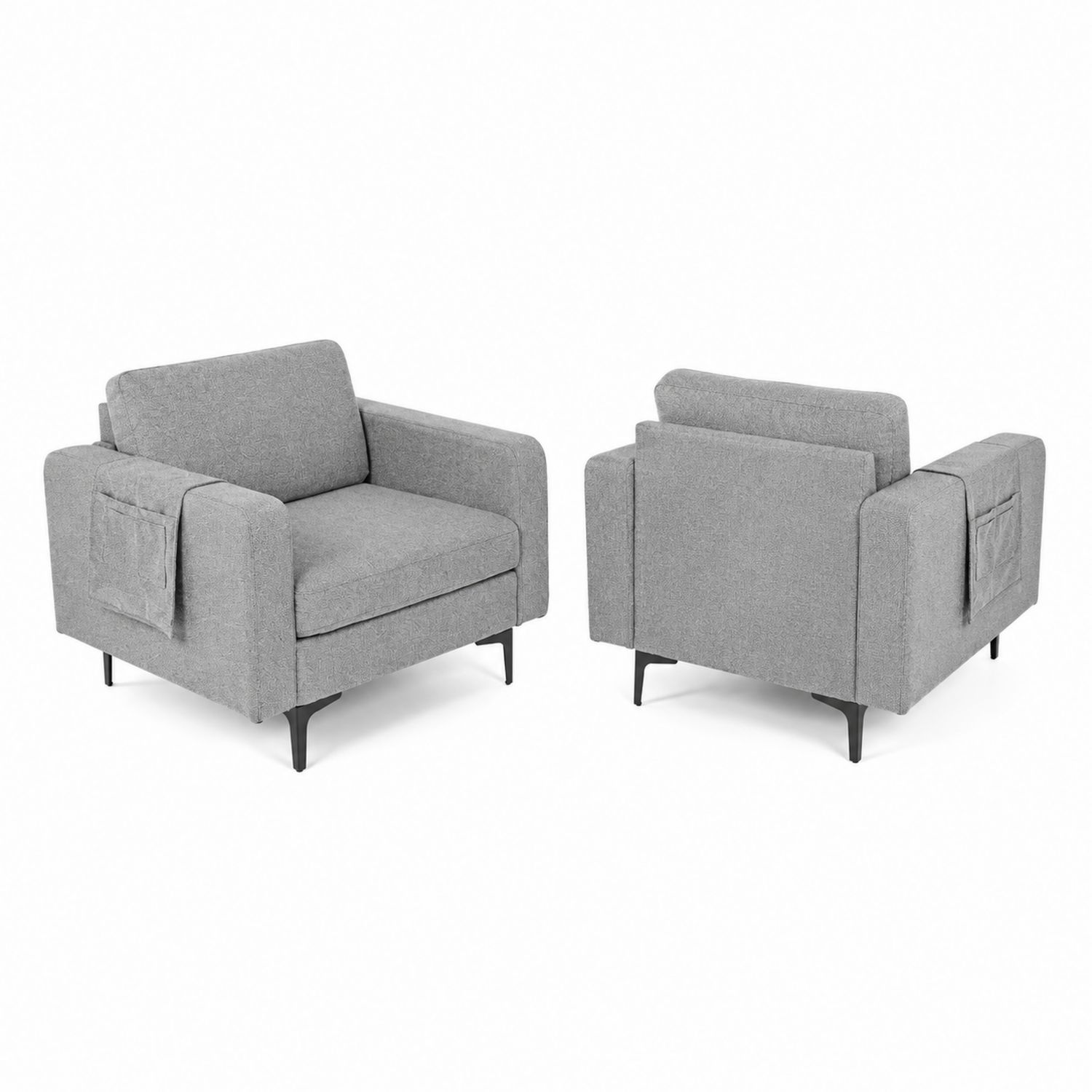 Set aus zwei Sesseln Stoff Grau