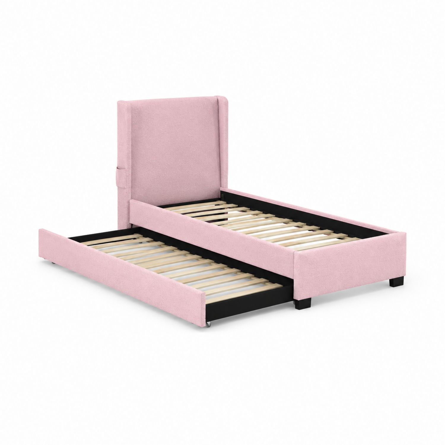 Bett mit Ausziehbett Rosa Stoff 200x90 cm