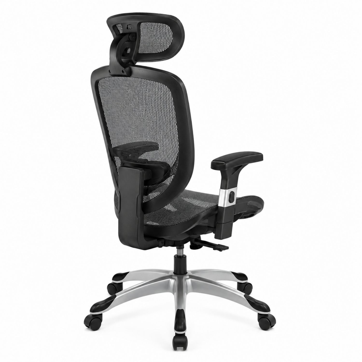 Ergonomischer Bürostuhl Netzstoff Schwarz Aluminium Basis