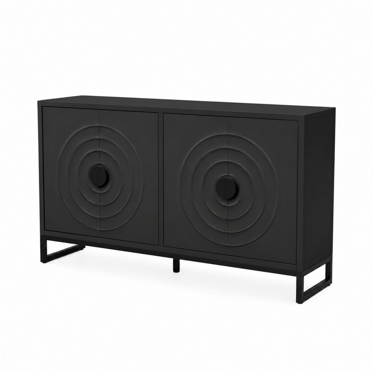 Sideboard mit Kreismuster Fronten rechteckig 120x40x80 cm Holz Schwarz