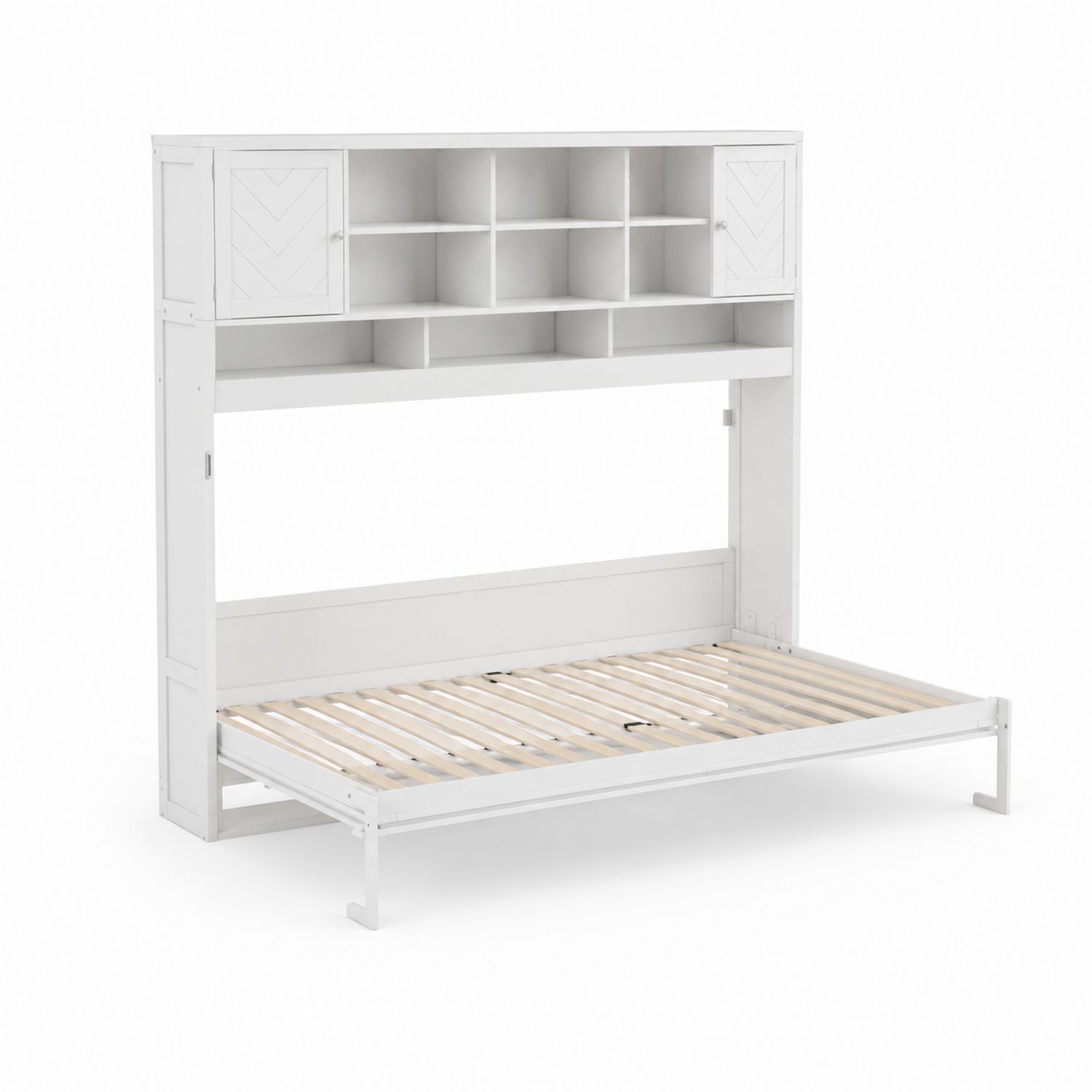 Einzelbett mit Regal Weiß Holz 200x90 cm