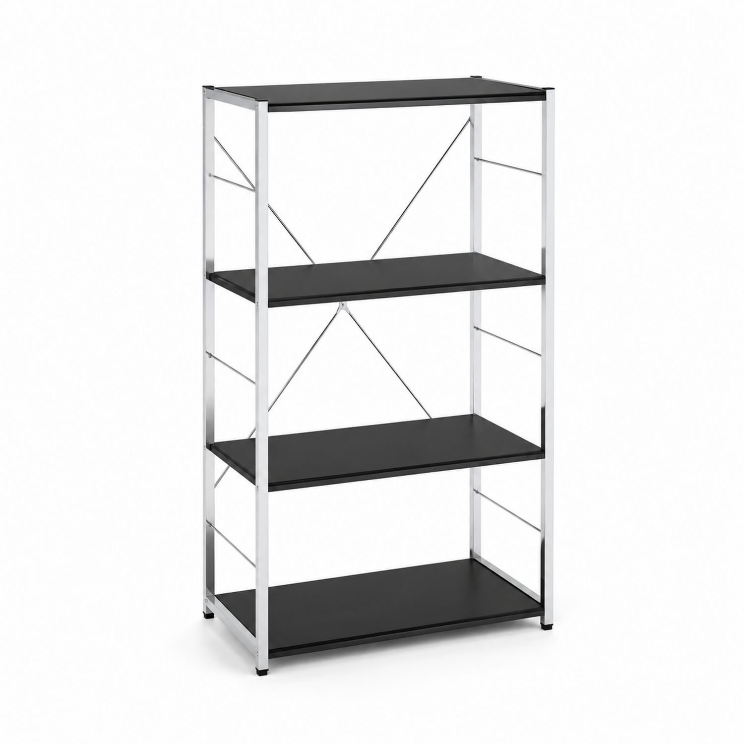 Metallregalsystem Schwarz/Silber mit MDF-Böden 75x150x35cm