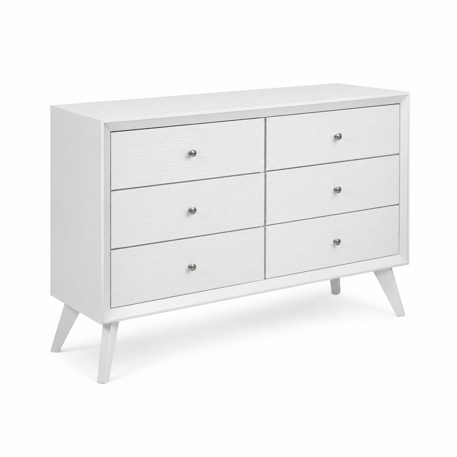 Kommode mit 6 Schubladen Holzfurnier Weiß 120x40x80cm
