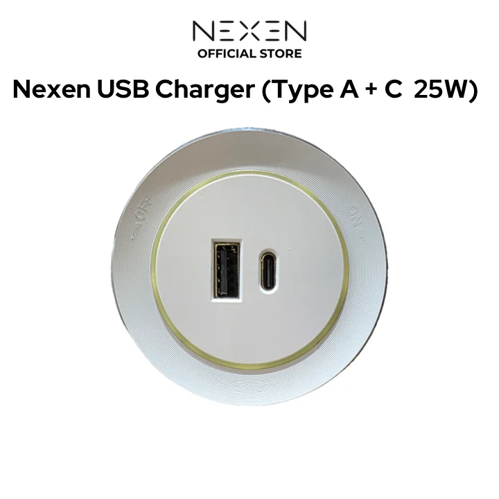 Nexen White USB Charger (Type A + C  25W)