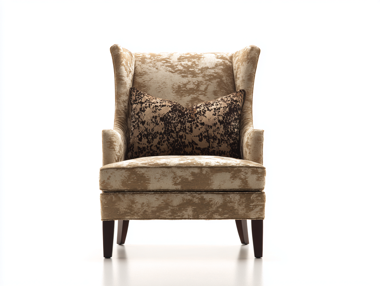 Fauteuil - tissu-bois - 104 x 77 x 91 cm - beige-bois foncé - style classique-Zilosodecor