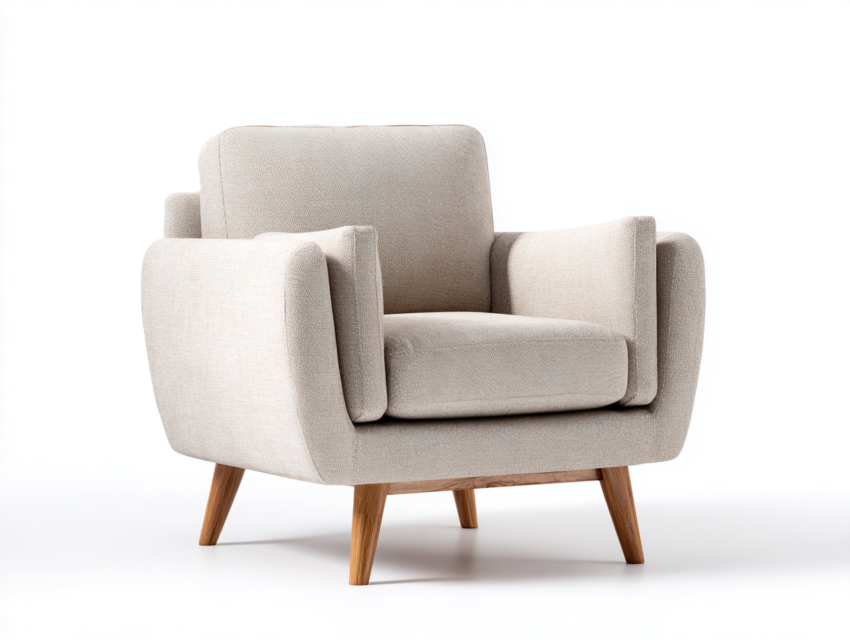 Fauteuil - tissu-bois - 110 x 86 x 80 cm - beige-bois naturel - style moderne-Zilosodecor