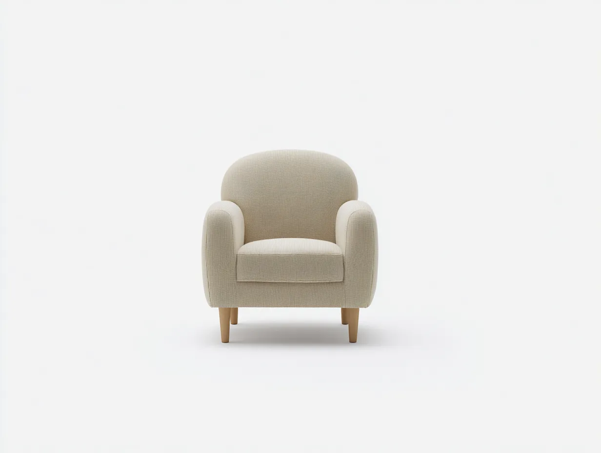 Fauteuil - tissu-bois - 88 x 82 x 79 cm - beige-bois naturel - style contemporain-Zilosodecor