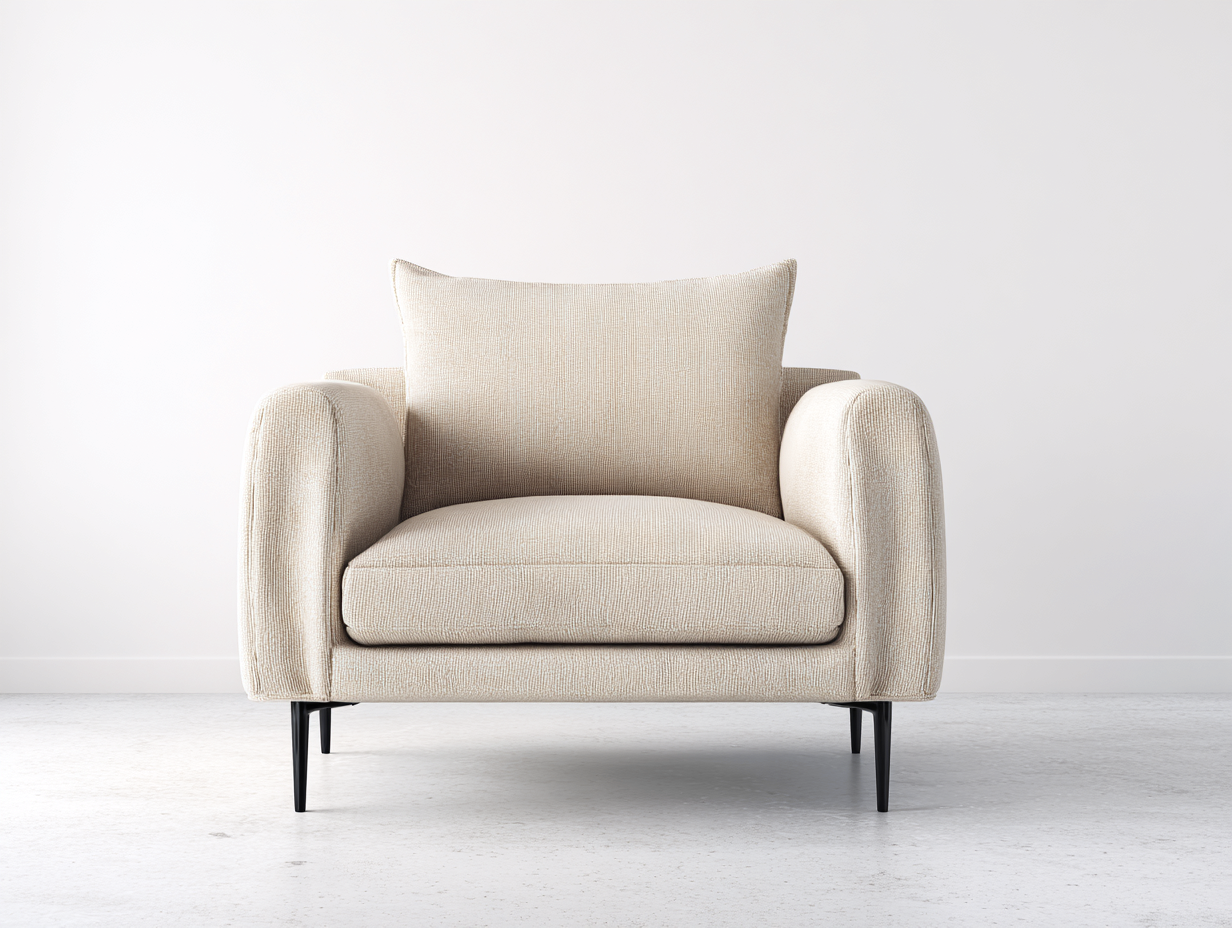 Fauteuil - tissu-métal - 105 x 82 x 78 cm - beige-noir - style moderne-Zilosodecor