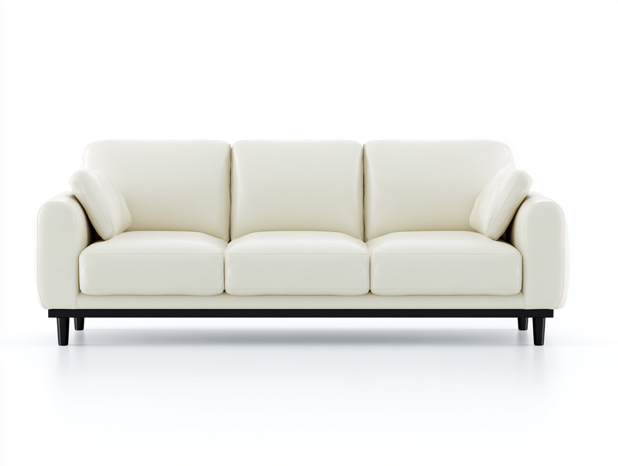 Canapé 3 places - cuir-métal - 229x90x76 cm - blanc-noir - design moderne-Zilosodecor