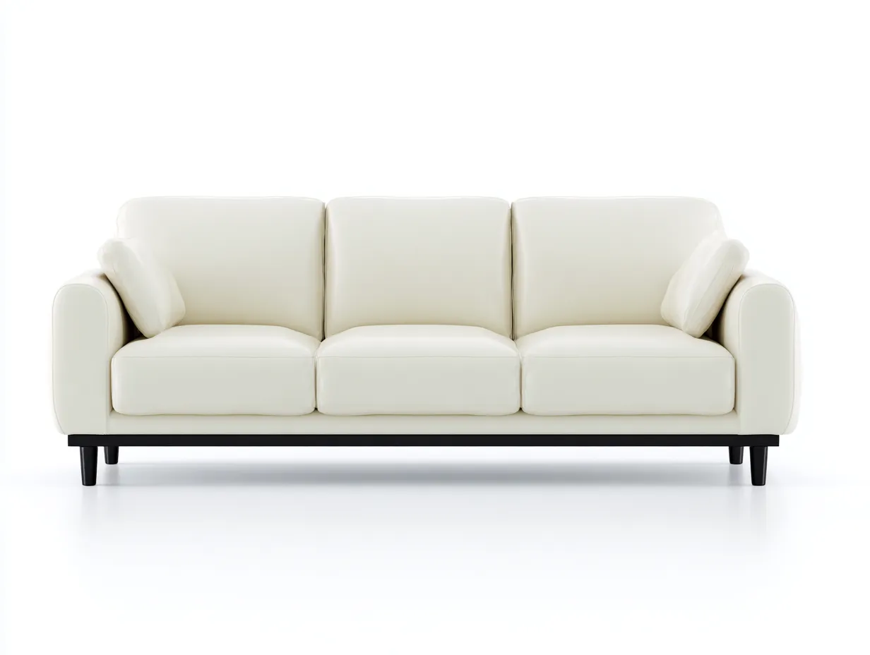 Canapé 3 places - cuir-métal - 229x90x76 cm - blanc-noir - design moderne-Zilosodecor