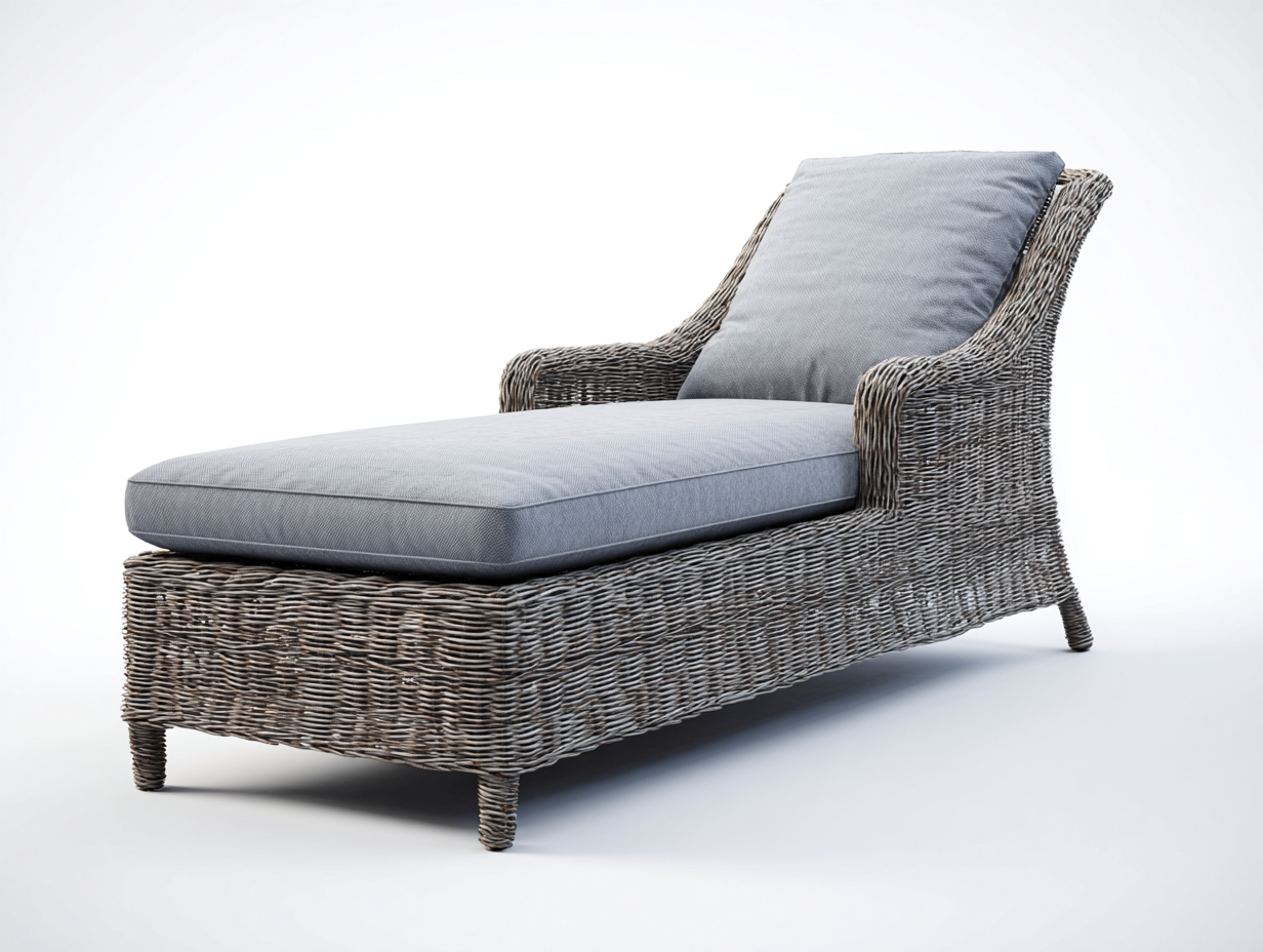 Bain de soleil - résine tressée-textile - 210x76x92 cm - gris-beige naturel - style bord de piscine-Zilosodecor