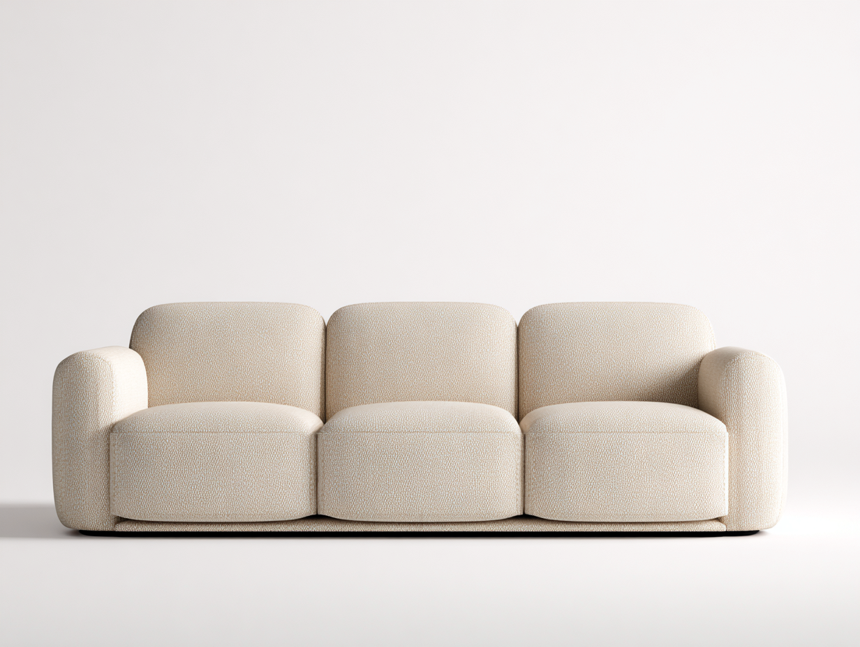 Canapé 3 places - tissu - 224x92x74 cm - beige - design moderne arrondi-Zilosodecor