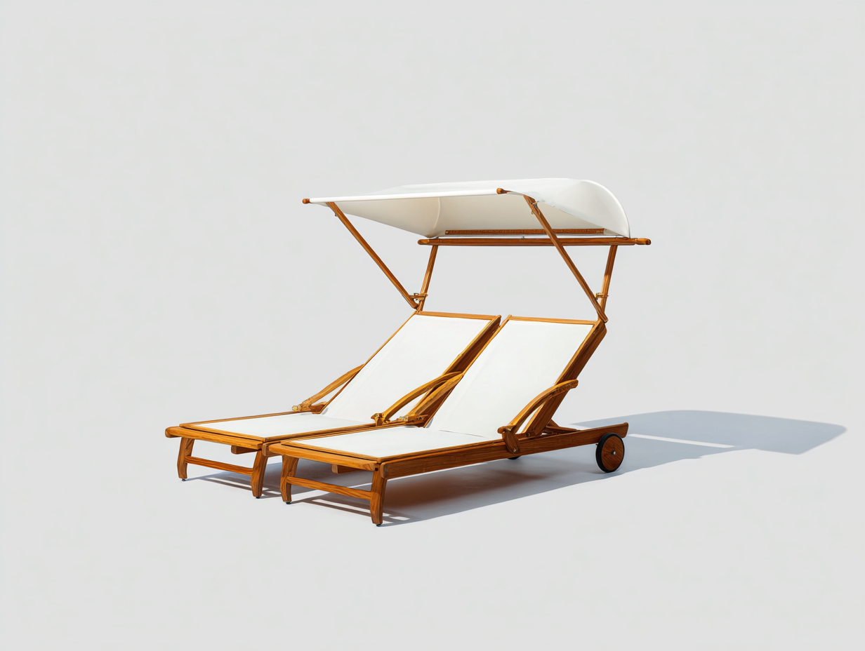Bain de soleil - bois-textile - 218x168x185 cm - blanc-bois naturel - style resort-Zilosodecor