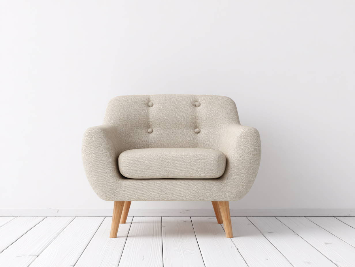 Fauteuil - tissu-bois - 103 x 79 x 76 cm - beige-bois naturel - style moderne-Zilosodecor