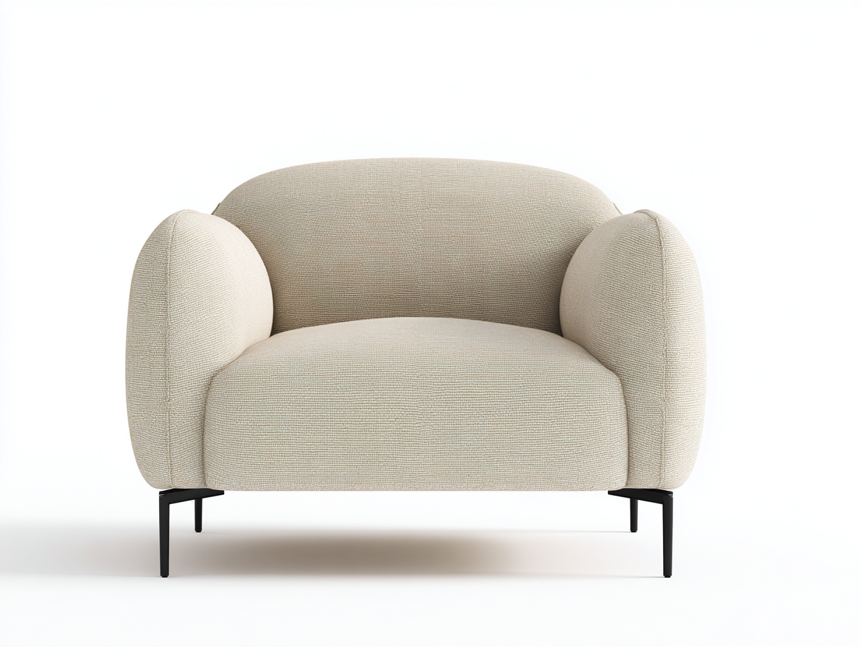 Fauteuil - tissu-métal - 128 x 83 x 76 cm - beige-noir - style moderne-Zilosodecor