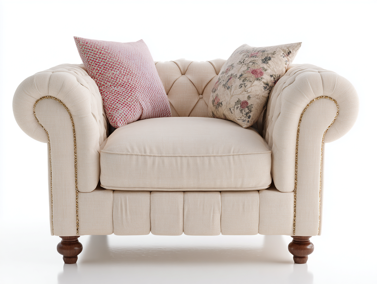 Fauteuil - tissu-bois - 142 x 86 x 82 cm - beige-bois foncé - style classique-Zilosodecor