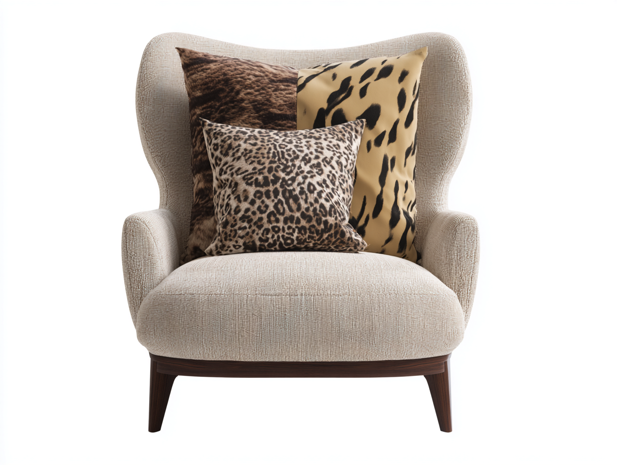 Fauteuil - tissu-bois - 116 x 83 x 88 cm - beige-bois foncé - style élégant-Zilosodecor