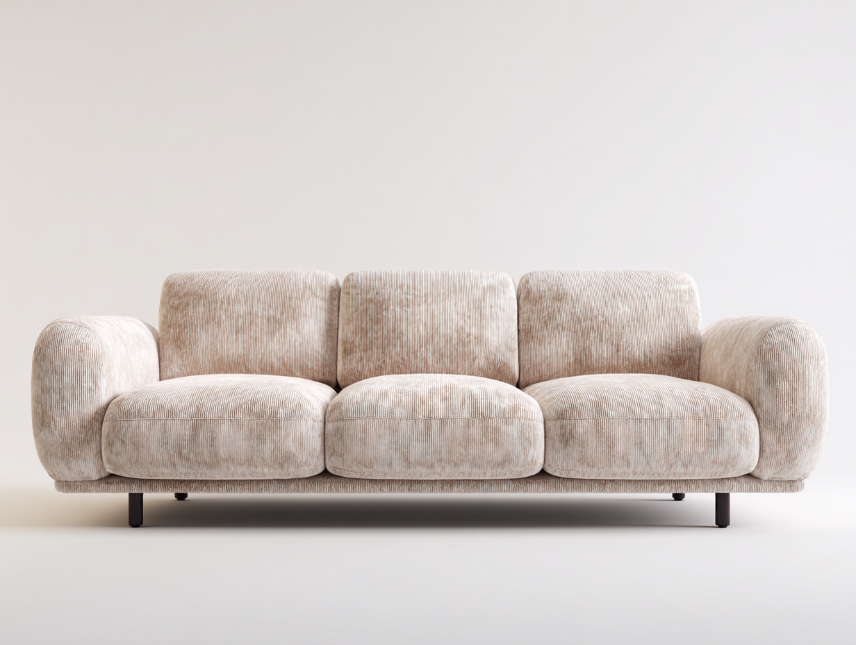 Canapé 3 places - tissu-métal - 233x89x75 cm - beige-noir - design moderne arrondi-Zilosodecor
