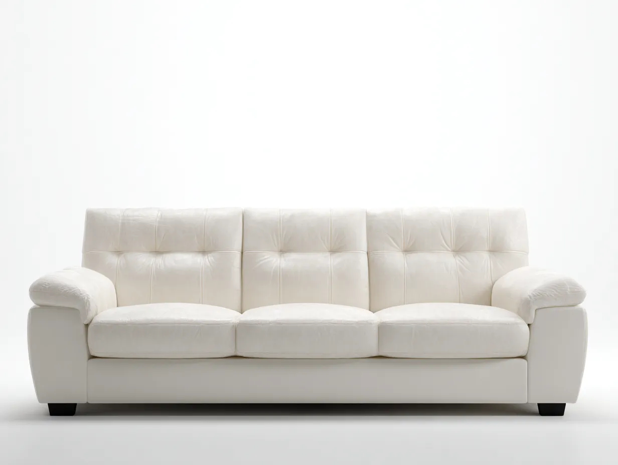 Canapé 3 places - cuir-bois - 231x92x78 cm - blanc-noir - design classique-Zilosodecor