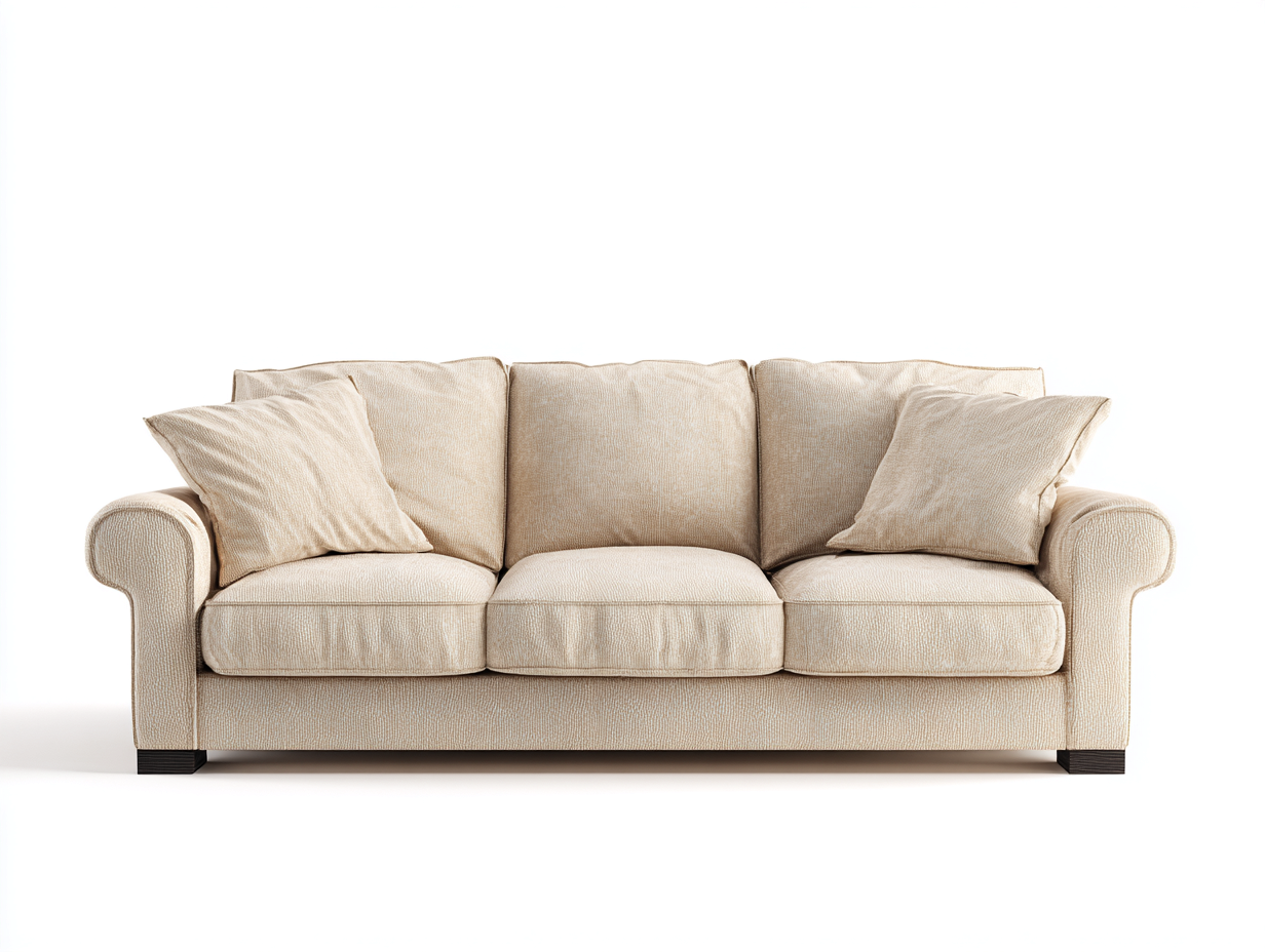 Canapé 3 places - tissu-bois - 229x90x76 cm - beige-marron foncé - design classique-Zilosodecor