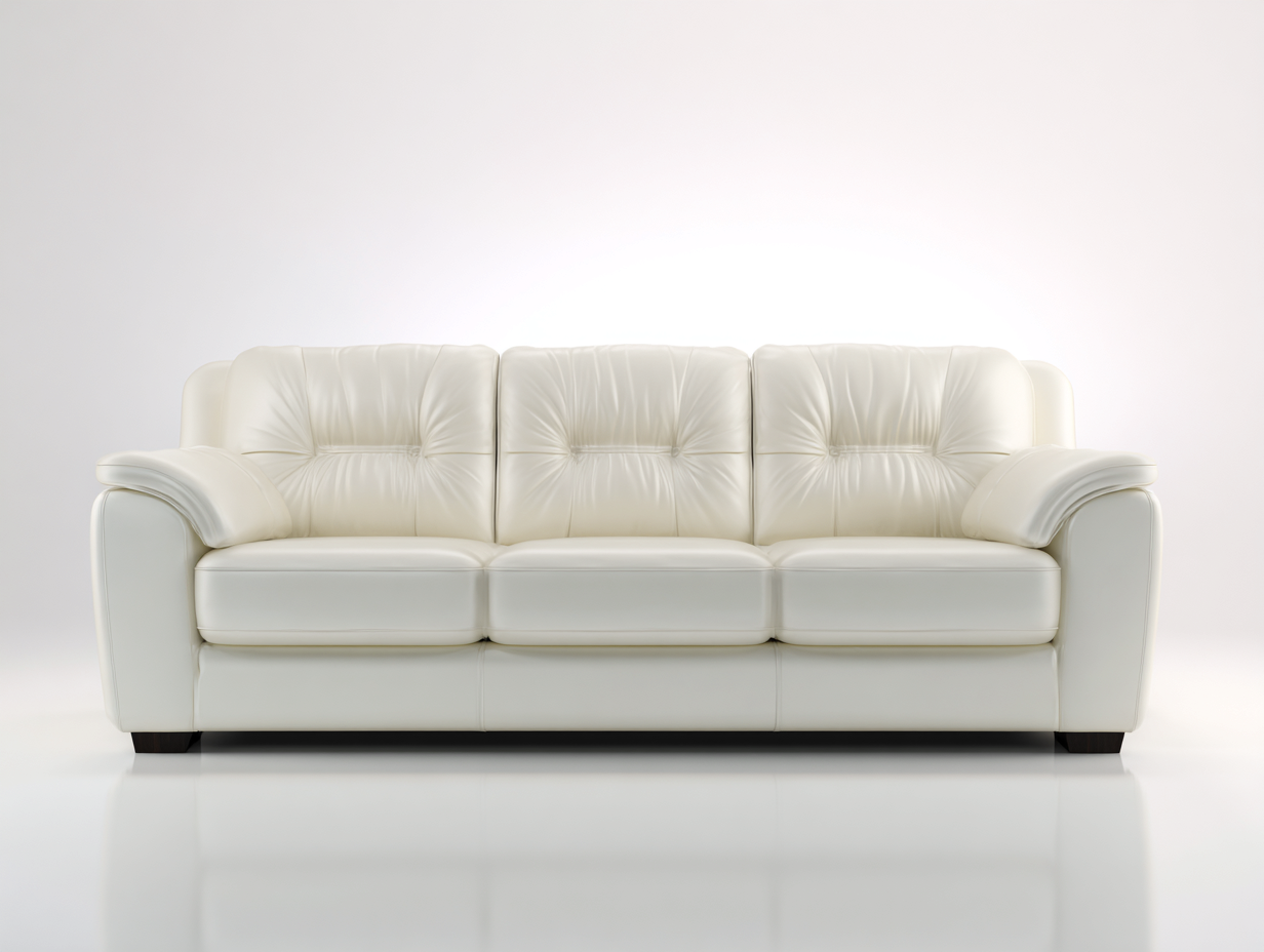 Canapé 3 places - cuir-bois - 232x93x79 cm - blanc-noir - design classique-Zilosodecor