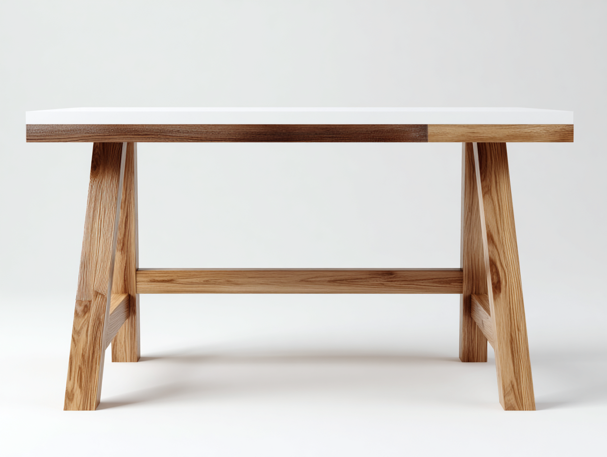 Bureau - bois - 120x60x75 cm - blanc-bois naturel - scandinave-Zilosodecor