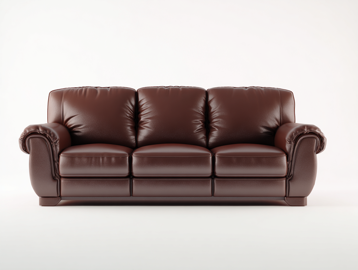 Canapé 3 places - cuir-bois - 232x91x78 cm - marron foncé - design classique-Zilosodecor