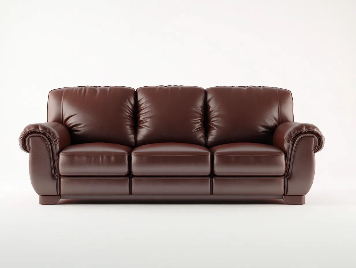 Canapé 3 places - cuir-bois - 232x91x78 cm - marron foncé - design classique-Zilosodecor