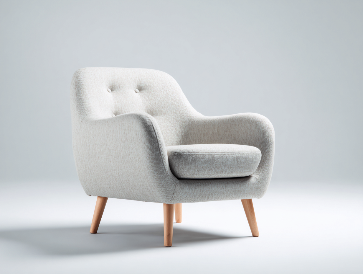 Fauteuil - tissu-bois - 108 x 81 x 77 cm - beige-bois naturel - style moderne-Zilosodecor