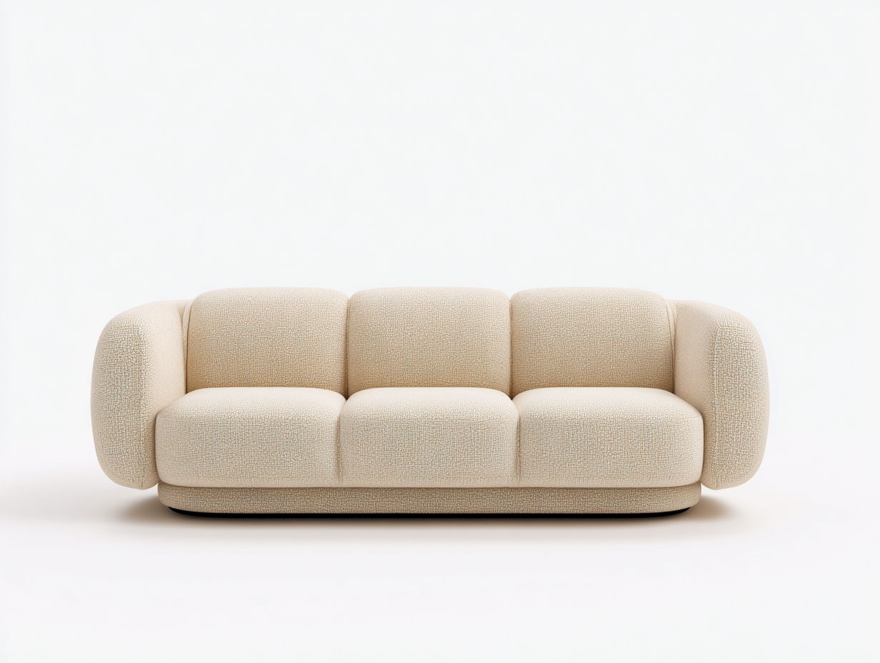 Canapé 3 places - tissu - 226x91x74 cm - beige - design moderne arrondi-Zilosodecor