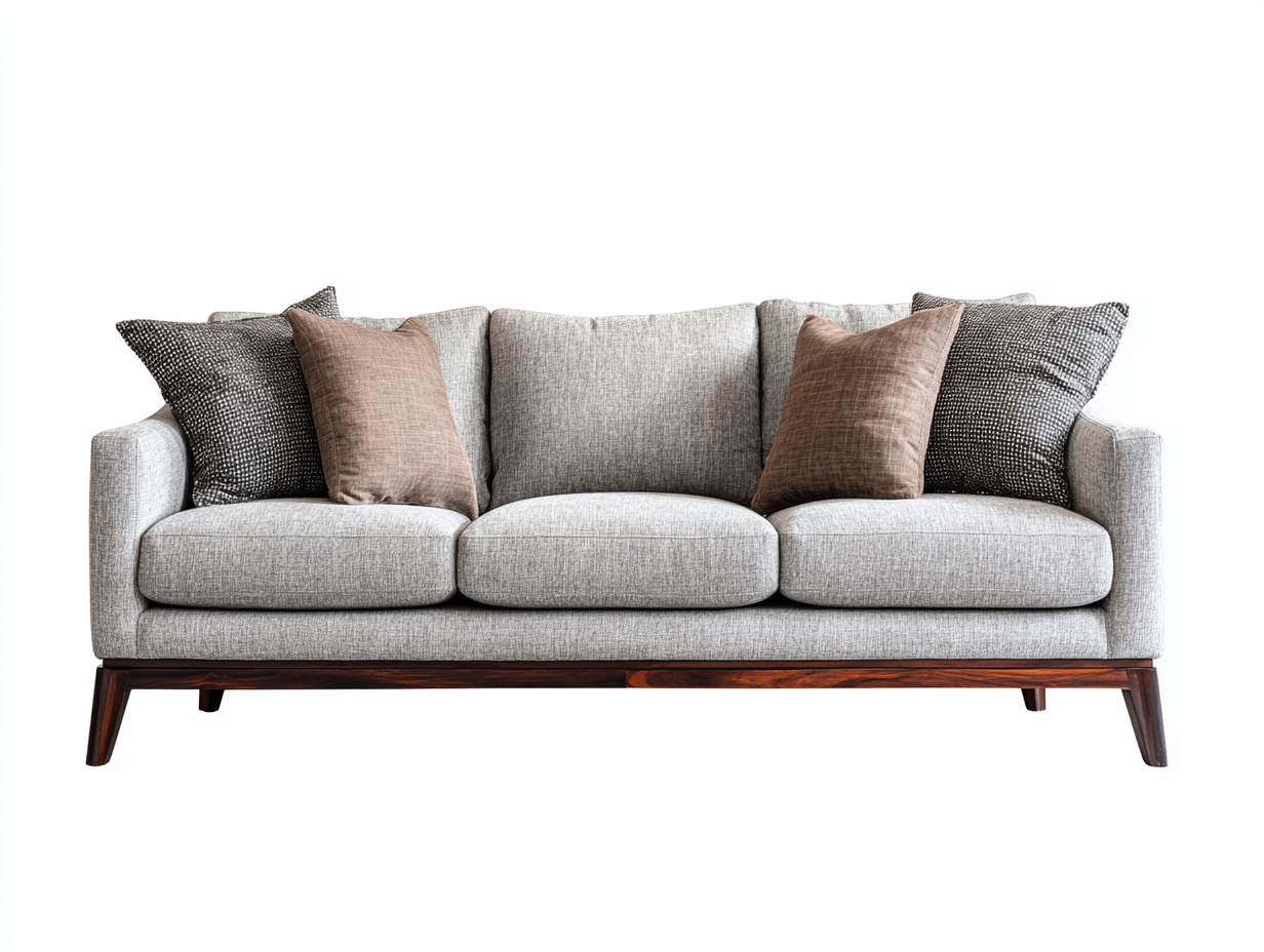 Canapé 3 places - tissu-bois - 234x87x76 cm - beige-marron - design moderne-Zilosodecor