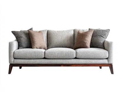 Canapé 3 places - tissu-bois - 234x87x76 cm - beige-marron - design moderne-Zilosodecor