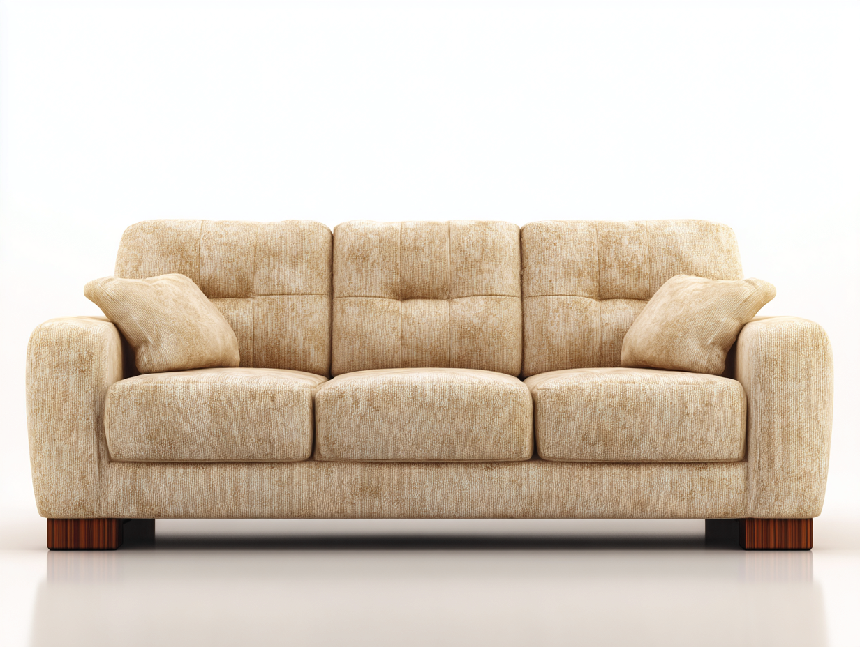 Canapé 3 places - tissu-bois - 231x91x77 cm - beige-marron foncé - design classique-Zilosodecor