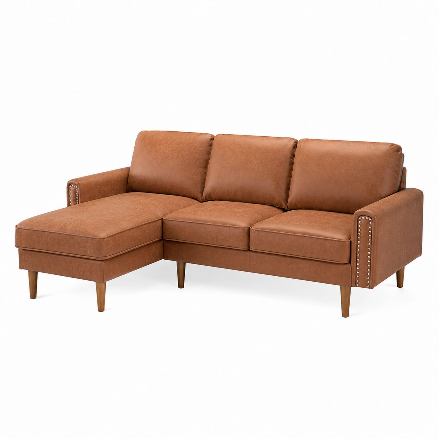 Ecksofa mit Ottomane Kunstleder Braun 250x150cm-Sylverdonq