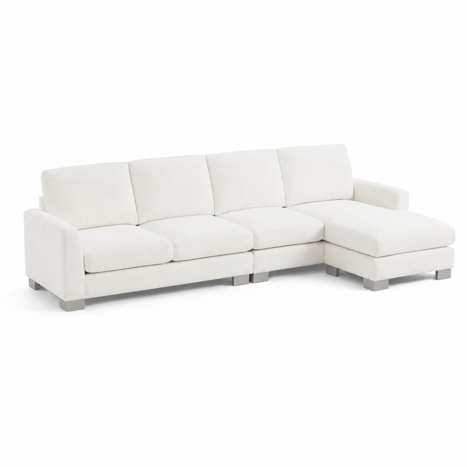 Ecksofa aus Mikrofaser, L-Form, Creme-Sylverdonq