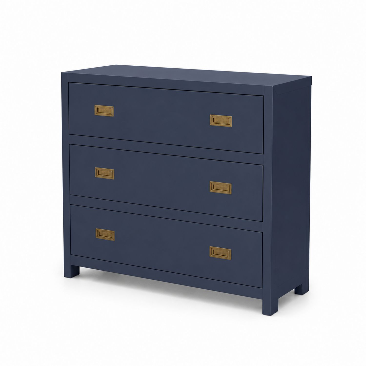 Kommode aus MDF mit 3 Schubladen und Messinggriffen Blau-Sylverdonq