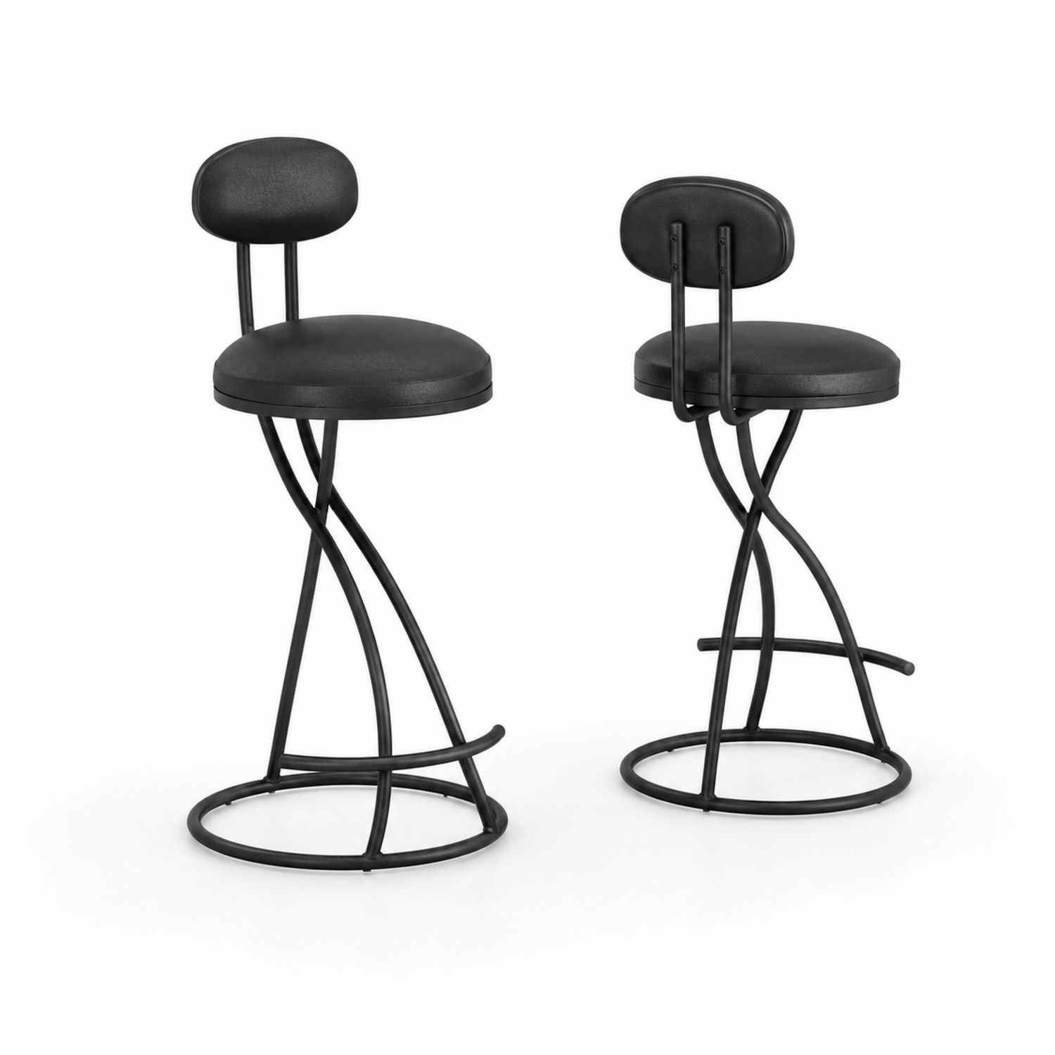 Schwarze Metallstühle mit PU-Ledersitz, Sitzhöhe 75 cm-Sylverdonq