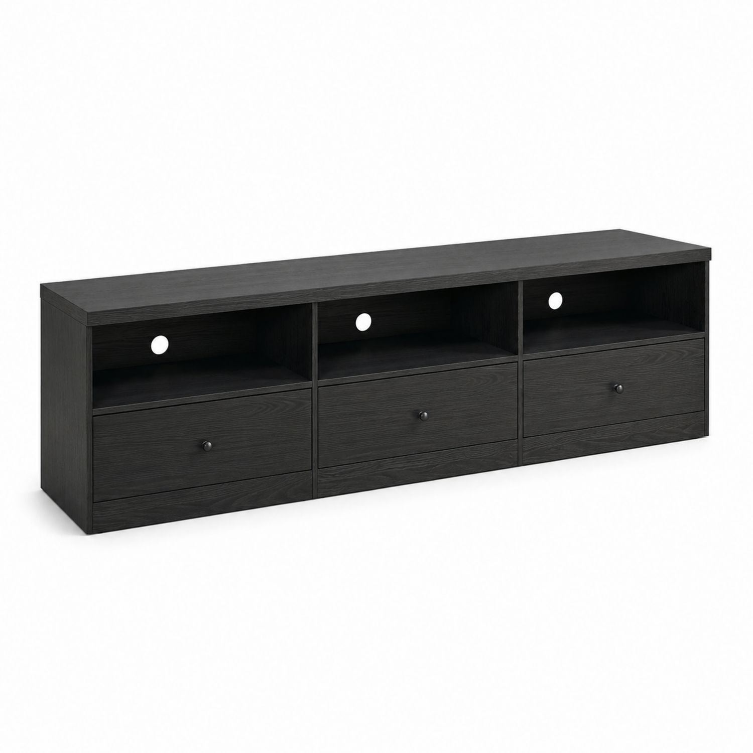 TV-Schrank mit 3 Schubladen und 3 Fächern aus Holz Schwarz 180x40x45cm-Sylverdonq