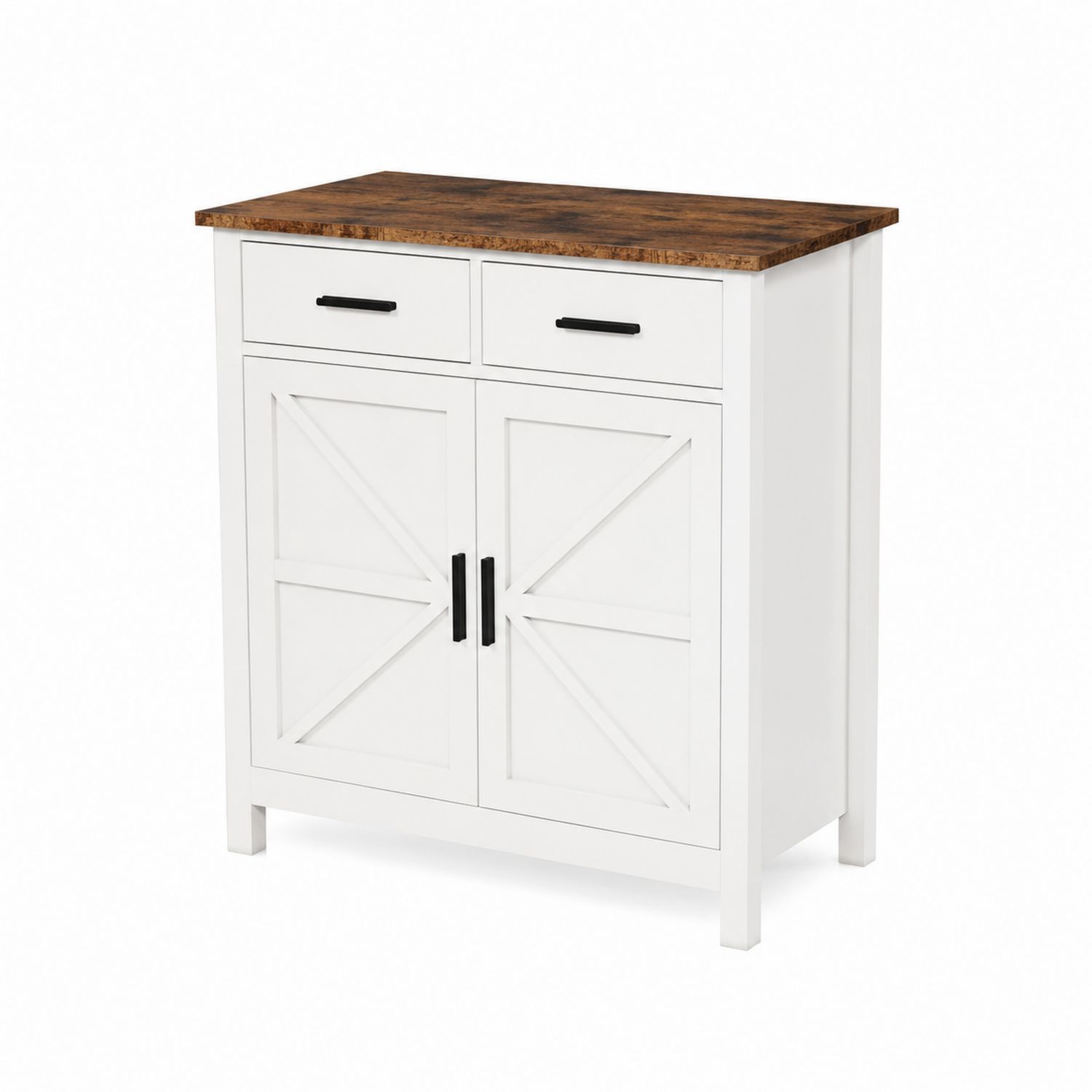 Sideboard Weiß mit Kiefernholzoberfläche und MDF-Sylverdonq
