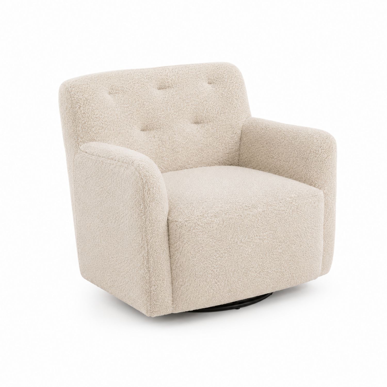 Drehbarer Sessel aus Bouclé-Stoff in Beige, 75x80x78 cm-Sylverdonq