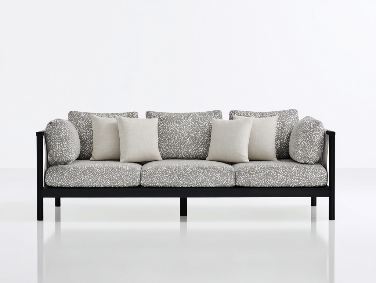Divani da esterno - metallo-tessuto - 232x88x74 cm - nero-grigio - contemporaneo-Tavomohome